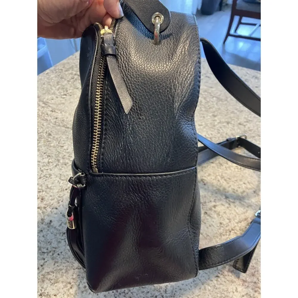 KATE SPADE NICOLE LARCHMONT AVE BACKPACK BLACK LEATHER TRAVEL SCHOOL BAG